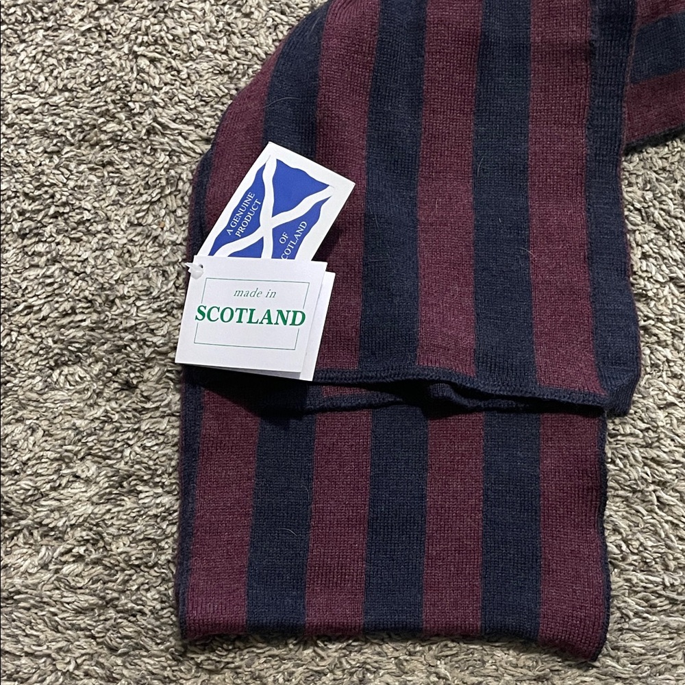 Burgundy and Navy Striped Scarf